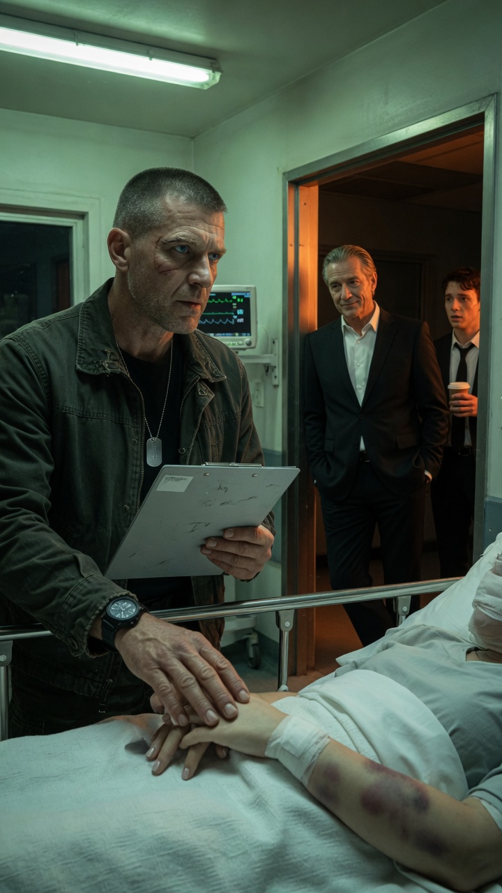 Ich kam von einem Einsatz der Delta Force zurück und fuhr direkt auf die Intensivstation. Dort lag meine Frau, so schwer verletzt, dass ich sie kaum wiedererkannte. Der Arzt senkte die Stimme. „Einunddreißig Frakturen. Schweres stumpfes Trauma. Wiederholte Schläge.“ Vor ihrem Zimmer sah ich sie – ihren Vater und ihre sieben Kinder –, die lächelten, als hätten sie gerade einen Preis gewonnen. Der Kriminalbeamte murmelte: „Das ist eine Familienangelegenheit. Da können wir nichts machen.“ Ich betrachtete die Narbe an ihrem Schädel und antwortete ruhig: „Perfekt. Weil ich kein Polizist bin.“ Was dann geschah, landete nie vor Gericht.