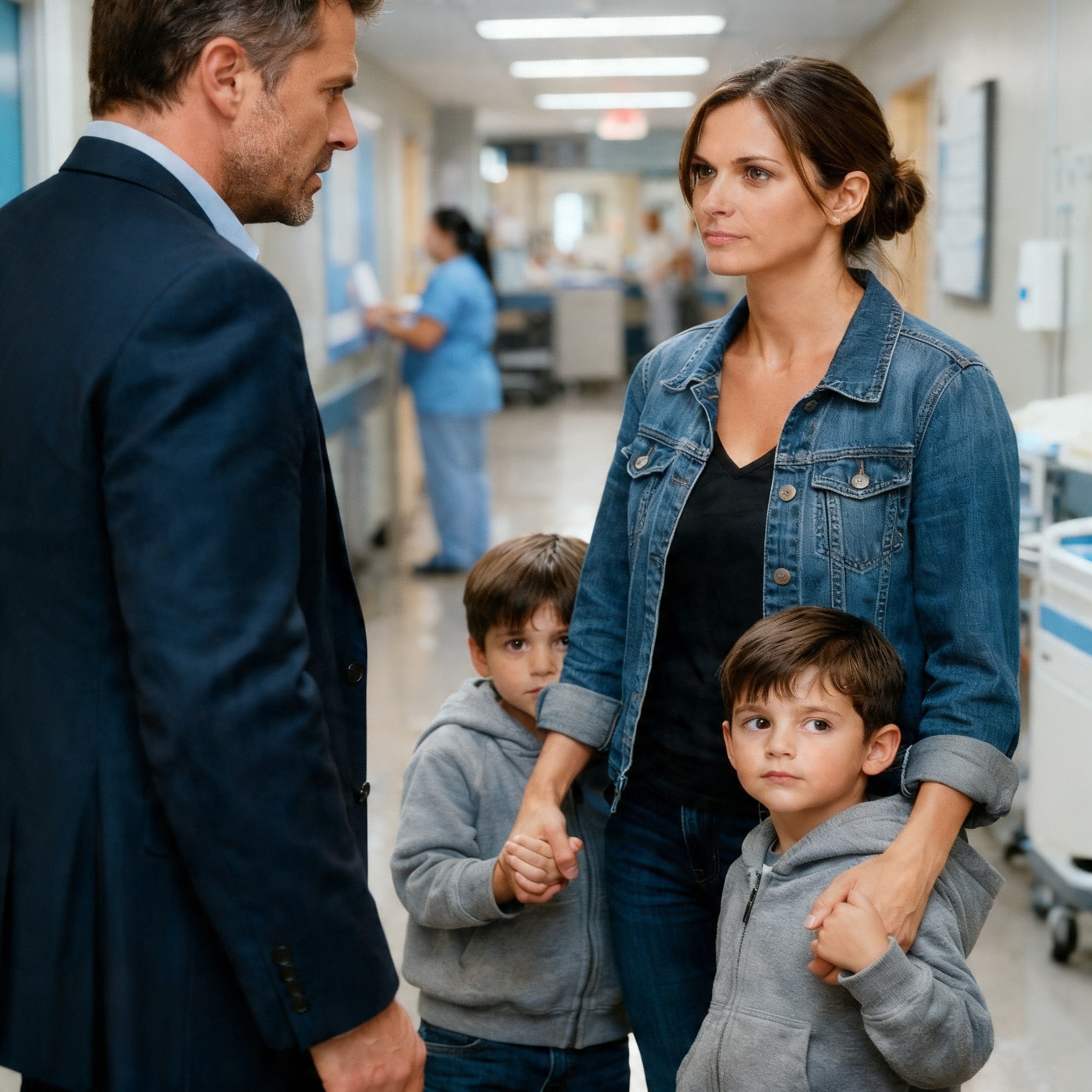 Cinco años después del divorcio, el magnate llegó al hospital para despedirse de su madre, pero quedó paralizado al ver a su ex, la mujer que creía estéril, junto a dos gemelos idénticos a él: “No puede ser”.