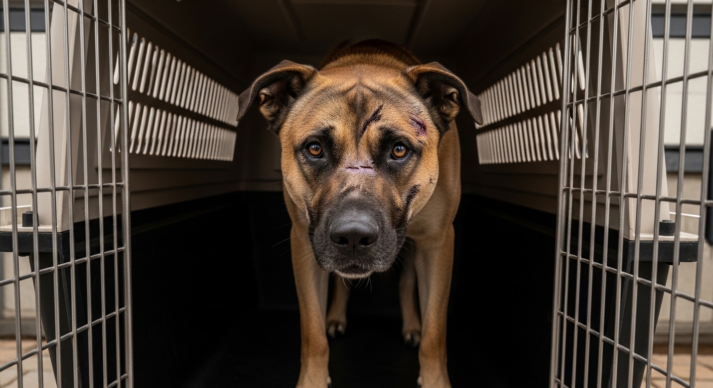 Everyone thought this scarred K9 was too aggressive to be saved, until they saw what the janitor was hiding under his glove and realized why he returned.